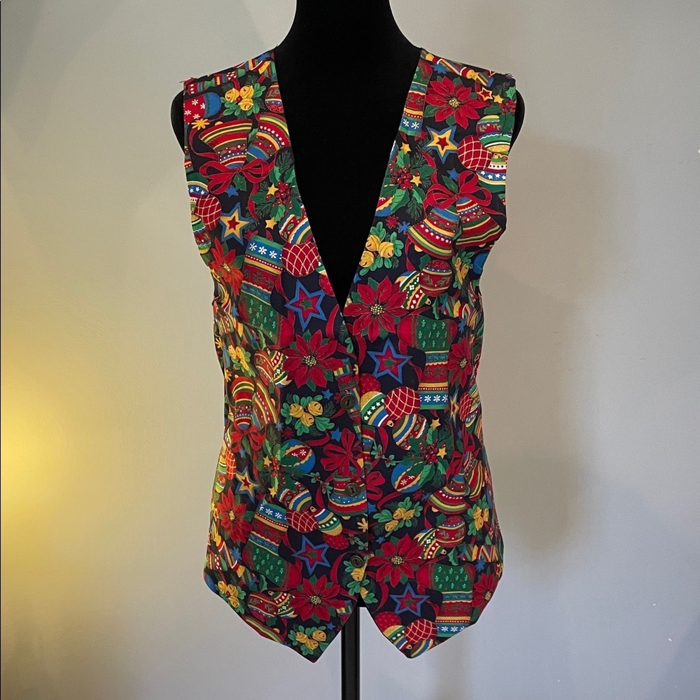Festive Multicolor Holiday Vest large fit super cute